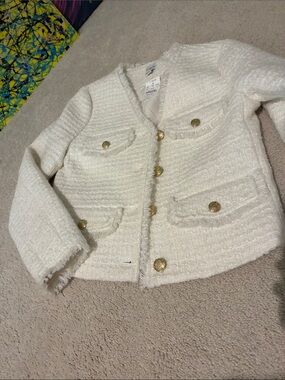 New women’s J. Crew Cream Tweed Jacket with Gold Buttons size S